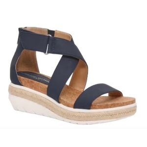 Adrienne Vittadini Cecilia-1 Blue Strap Cork Sport Sandals